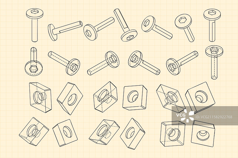 棕褐色的机械工程图纸图片素材