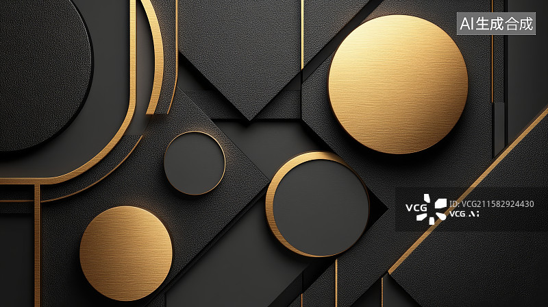 【AI数字艺术】黑金几何抽象背景设计图片素材