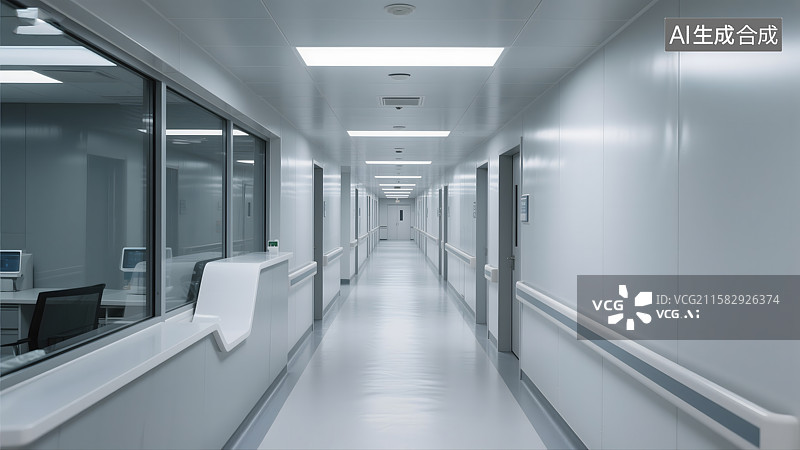 【AI数字艺术】空旷寂静的医院走廊图片素材