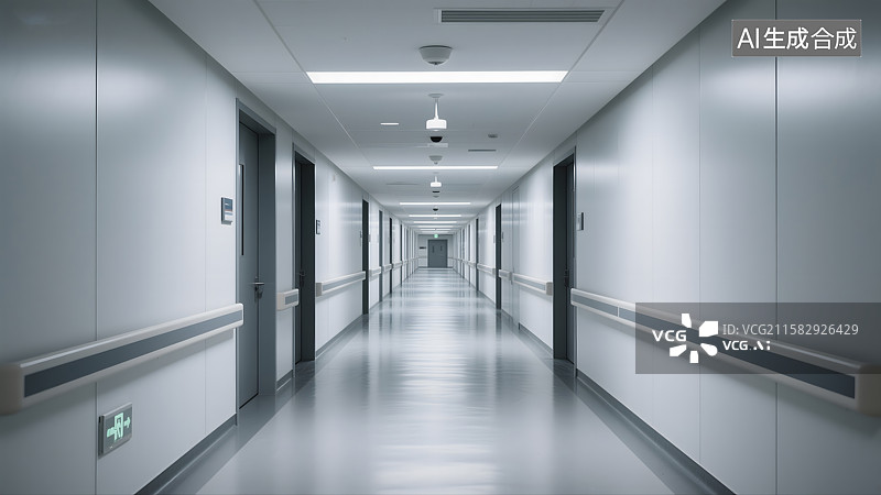 【AI数字艺术】空旷寂静的医院走廊图片素材