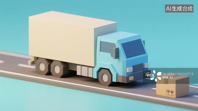 【AI数字艺术】蓝色卡车运输货物图片素材