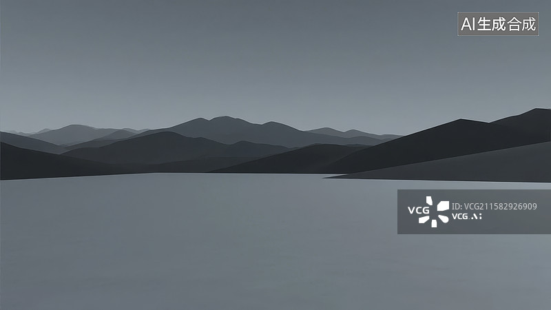 【AI数字艺术】宁静的山地湖泊景观图片素材