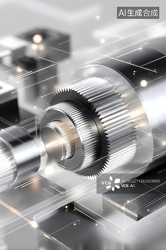 【AI数字艺术】金属齿轮科技感光影艺术效果图图片素材