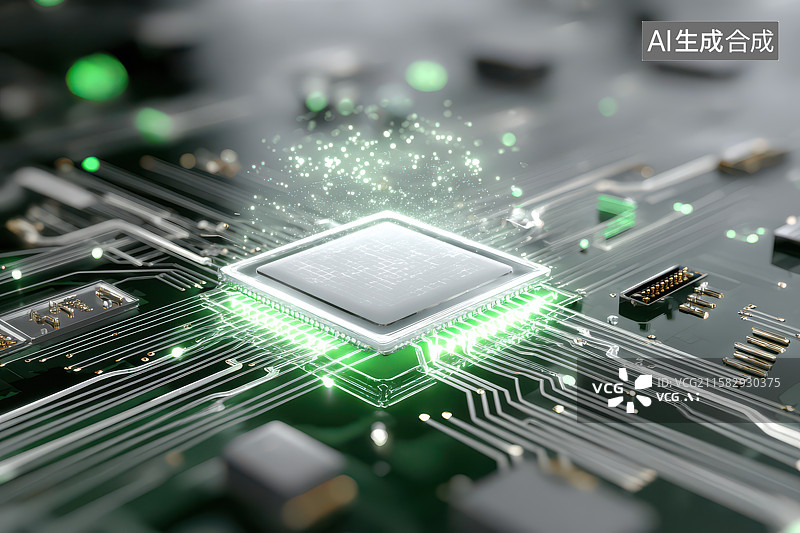 【AI数字艺术】微芯片电路板科技特写图片素材