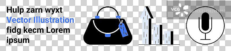 带有价格标签的手提包与上升的柱状图图片素材