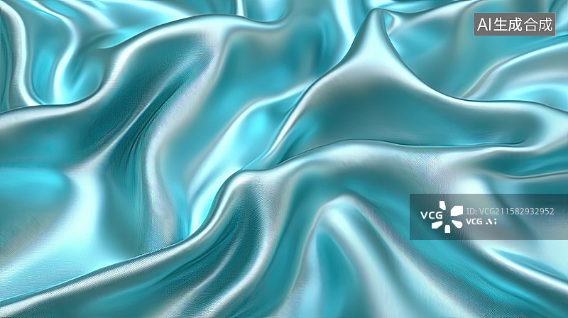 【AI数字艺术】青色柔顺丝滑绸缎丝绸布料质感纹理背景图片素材