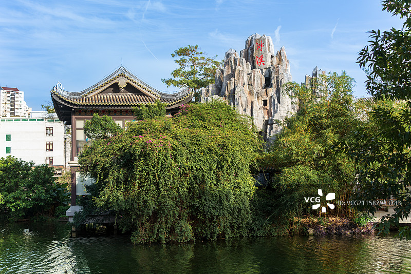 广州荔湾湖公园荔枝湾景区泮溪酒家图片素材