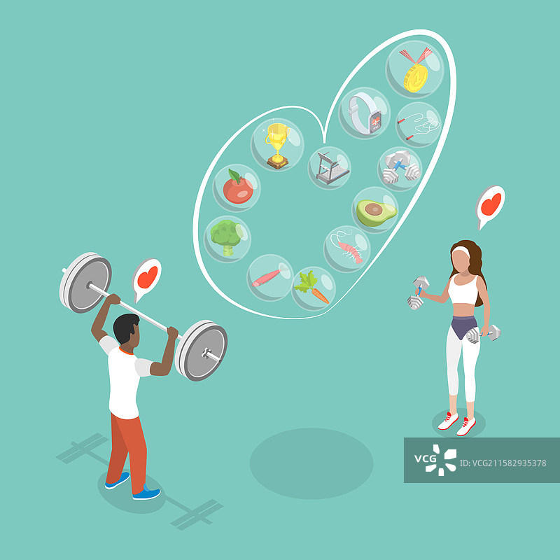 健康的三维等距平面图图片素材