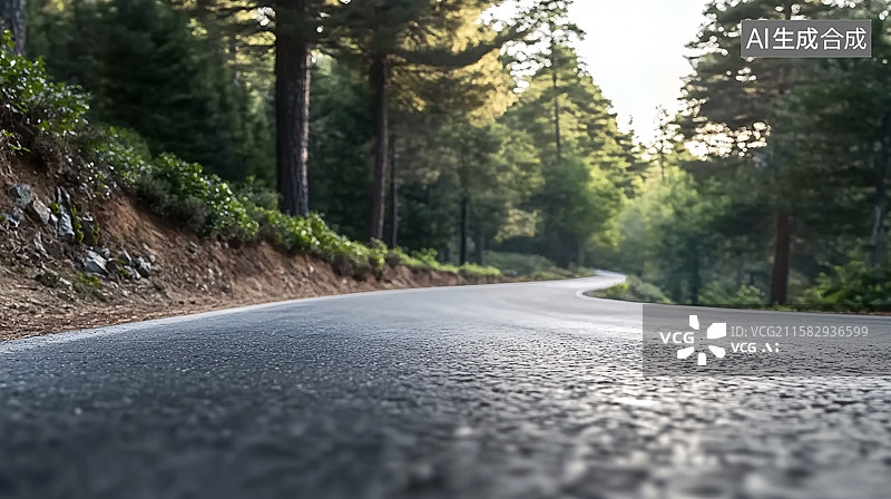 【AI数字艺术】树林间的山路图片素材