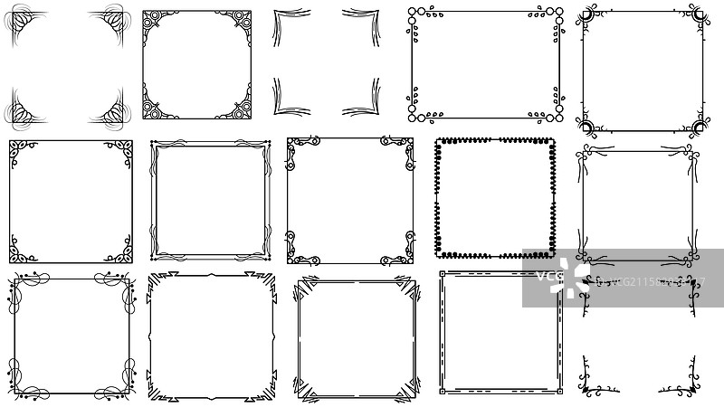 黑色简约框架系列涂鸦方形图片素材