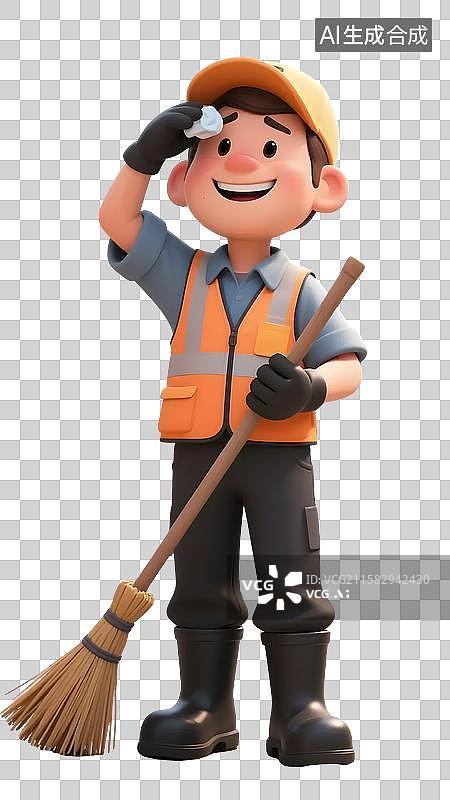 【AI数字艺术】环卫工人，保洁员图片素材