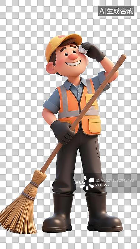 【AI数字艺术】环卫工人，保洁员图片素材
