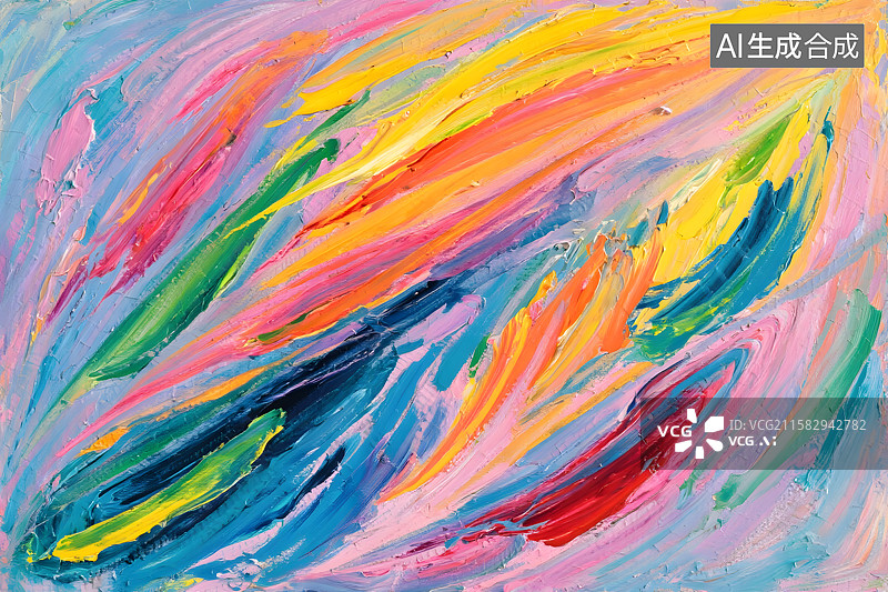 【AI数字艺术】用笔触抽象彩色油画背景图片素材