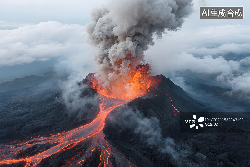 【AI数字艺术】火山喷发的壮丽奇观图片素材
