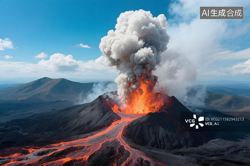 【AI数字艺术】火山喷发的壮丽奇观图片素材