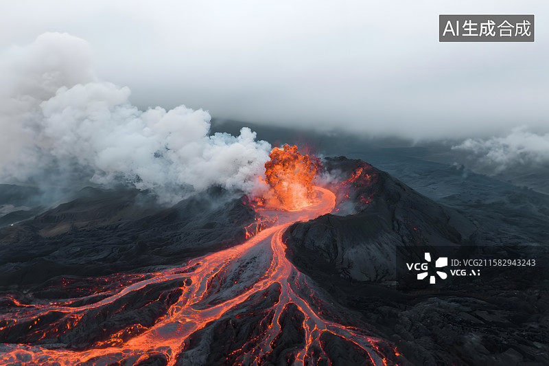 【AI数字艺术】火山喷发的壮丽奇观图片素材
