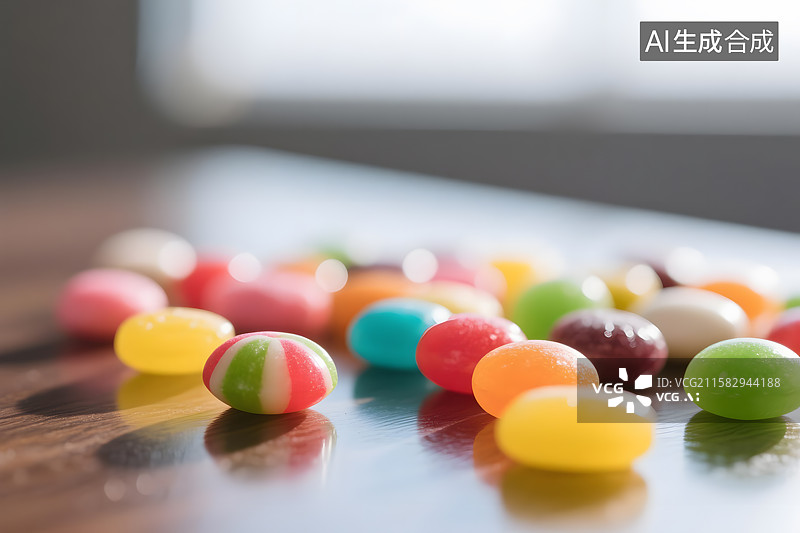 【AI数字艺术】彩色糖果的特写镜头图片素材