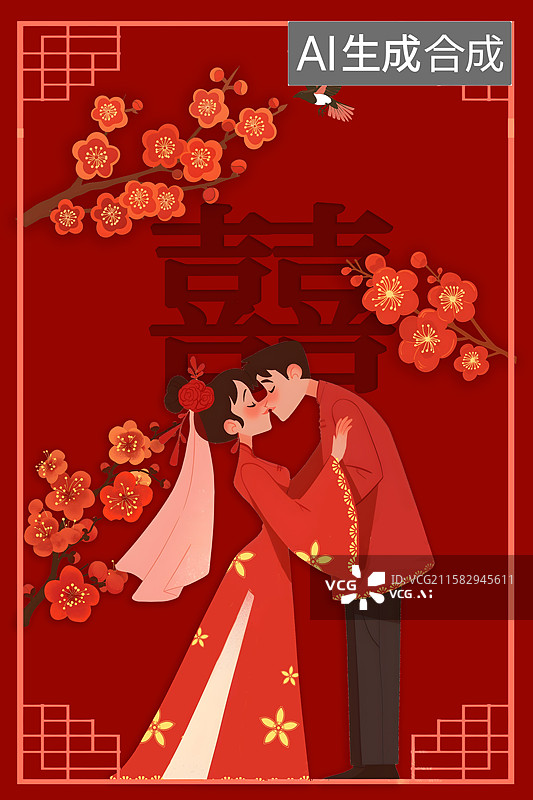 【AI数字艺术】中式婚礼红包图片素材