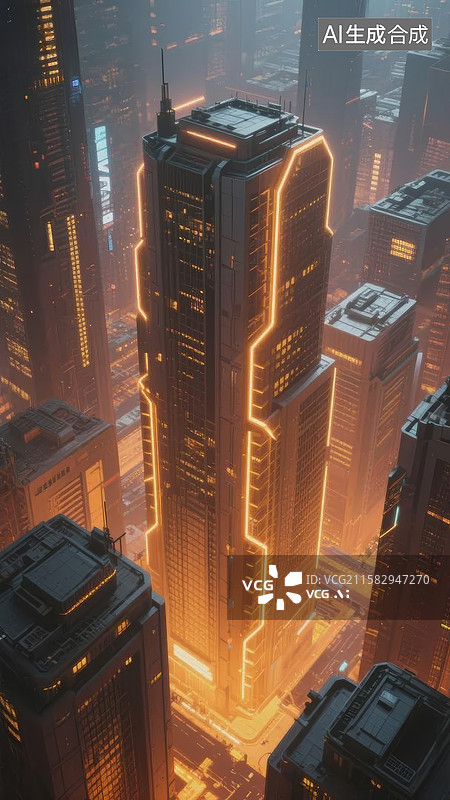 【AI数字艺术】未来都市夕阳美景图片素材
