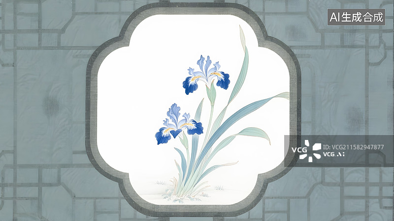 【AI数字艺术】水墨画马兰花中式插画图片素材