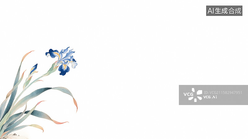 【AI数字艺术】水墨画马兰花中式插画左下图片素材