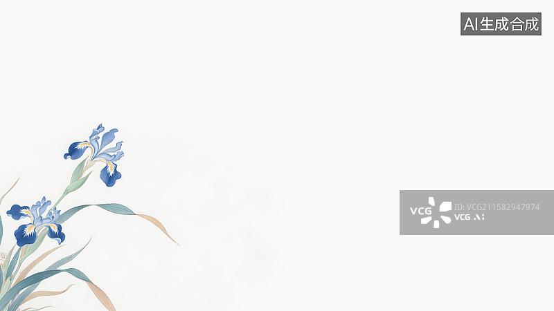 【AI数字艺术】水墨画马兰花中式插画左下图片素材