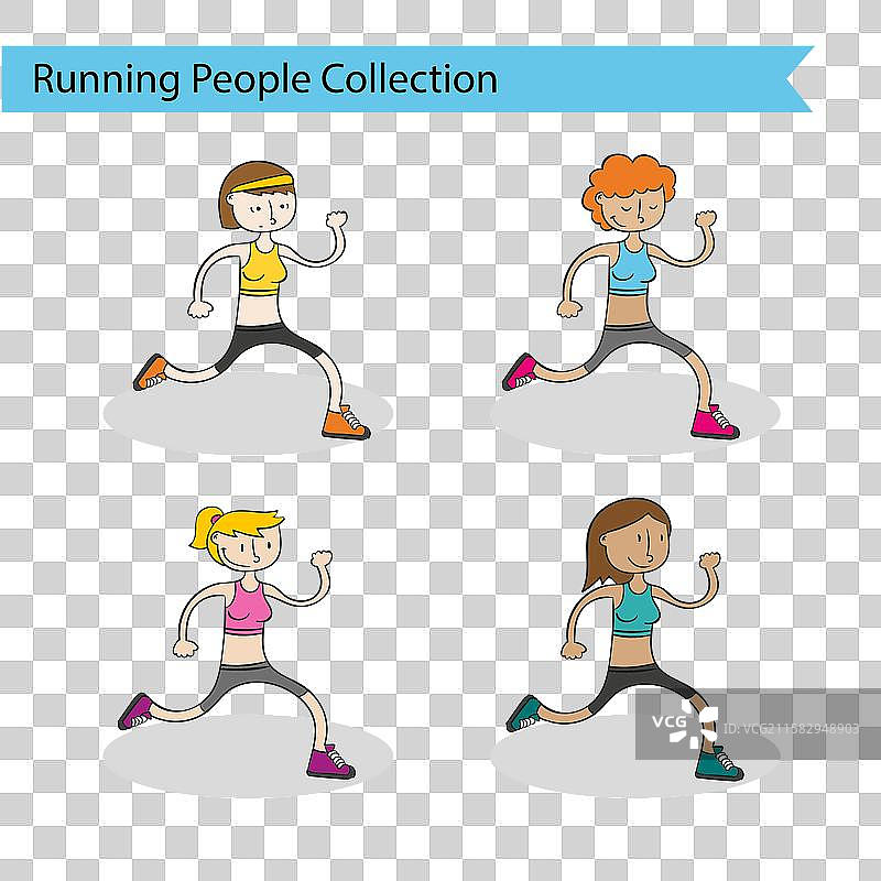 手绘女性奔跑的选择图片素材