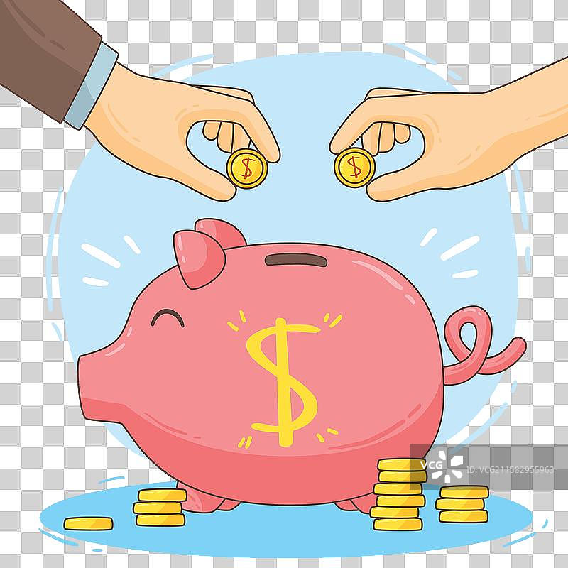 手绘的储蓄罐背景图片素材
