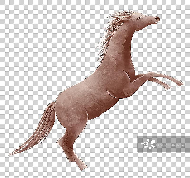 2026马年IP 中国新年祝福贺卡年画 年俗插画元素 奔跑的马马到成功图片素材