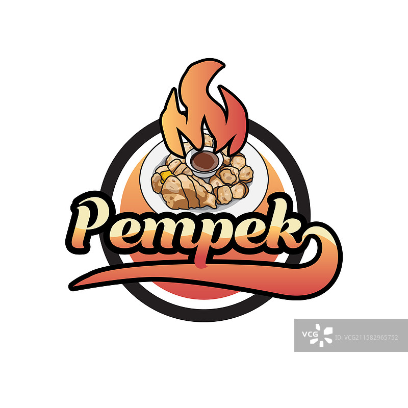 印尼美食Pempek复古标志模板图片素材