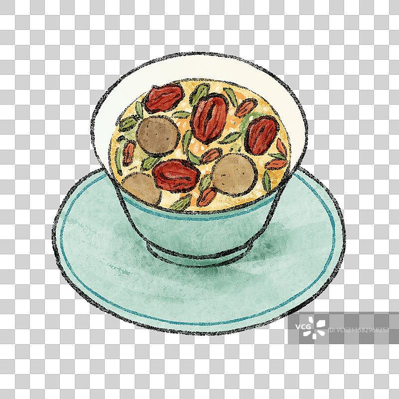 宁夏美食国风插画-八宝茶图片素材