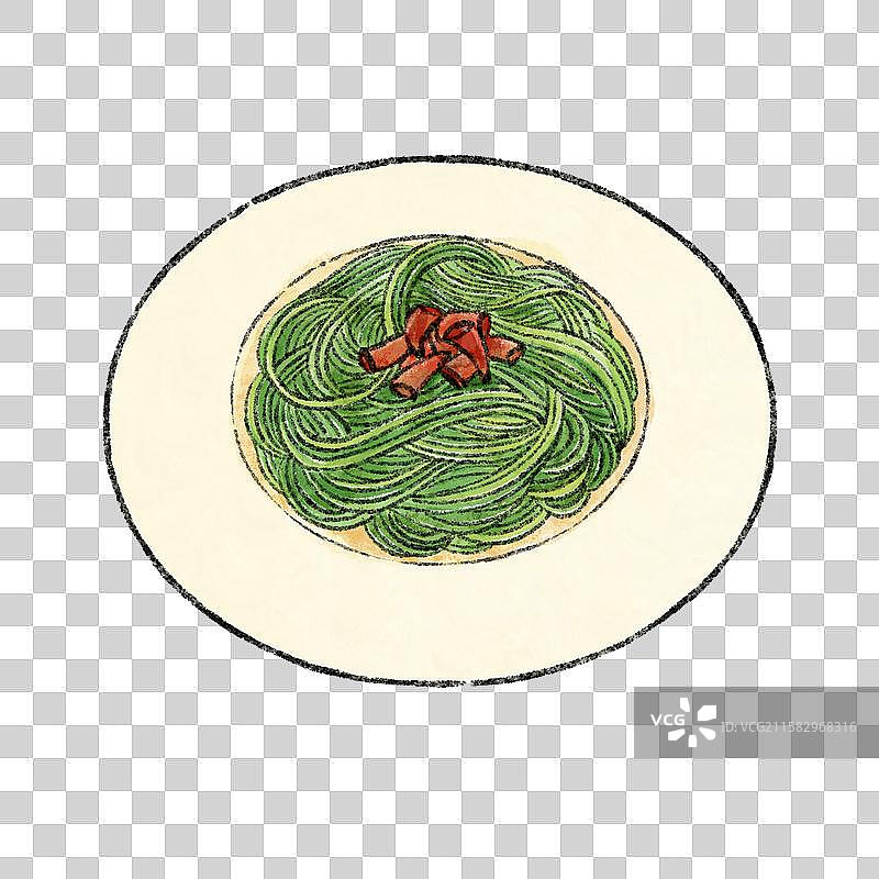 宁夏美食国风插画-凉拌沙葱图片素材