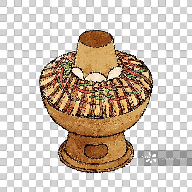 宁夏美食国风插画-隆德暖锅图片素材