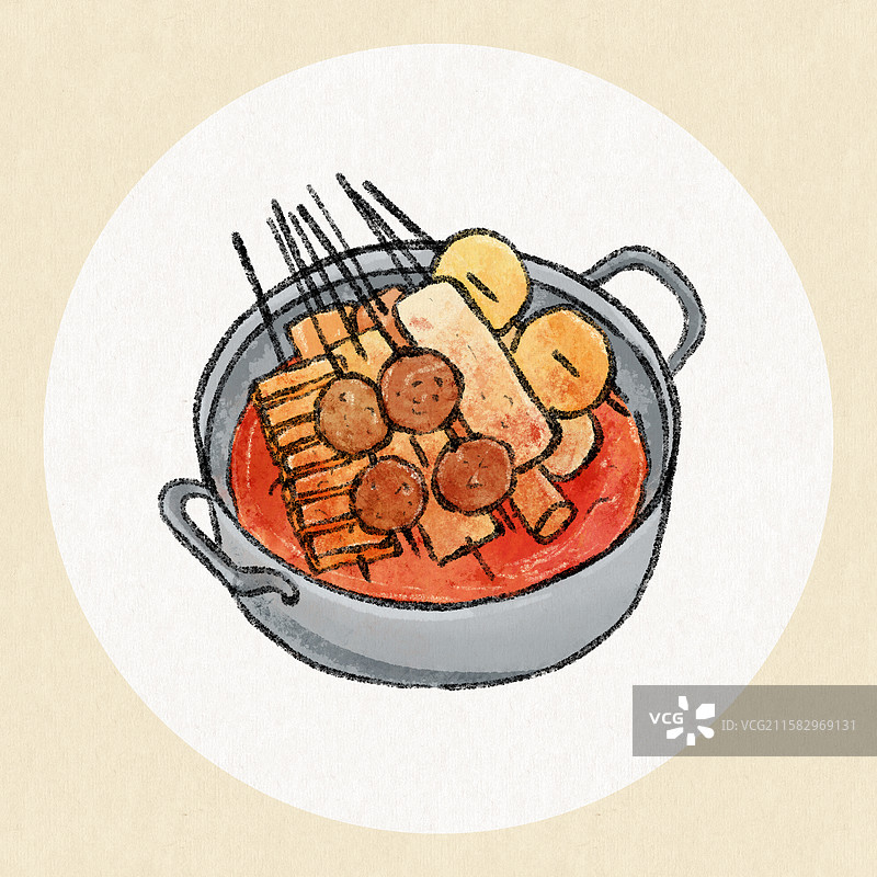 宁夏美食国风插画-辣糊糊图片素材