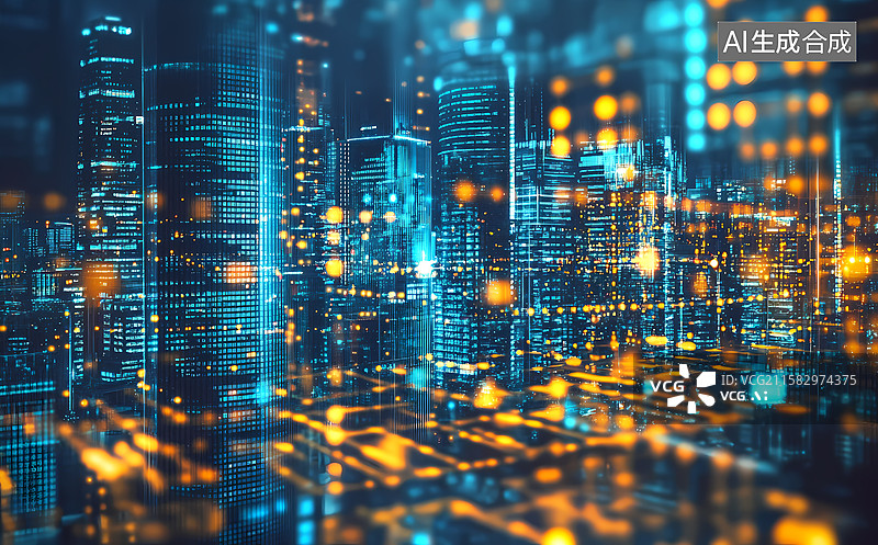 【AI数字艺术】未来城市互联互通图片素材