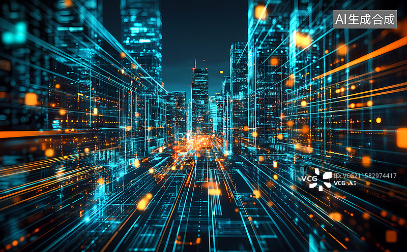 【AI数字艺术】未来城市互联互通图片素材