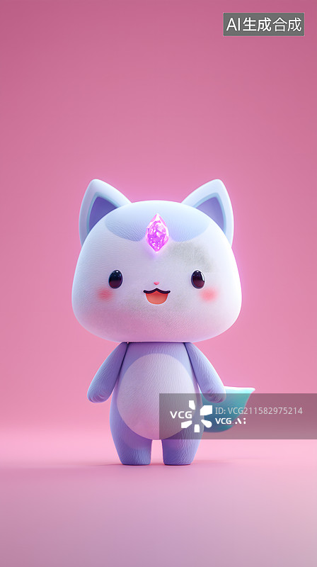 【AI数字艺术】萌幻紫色小灵猫图片素材