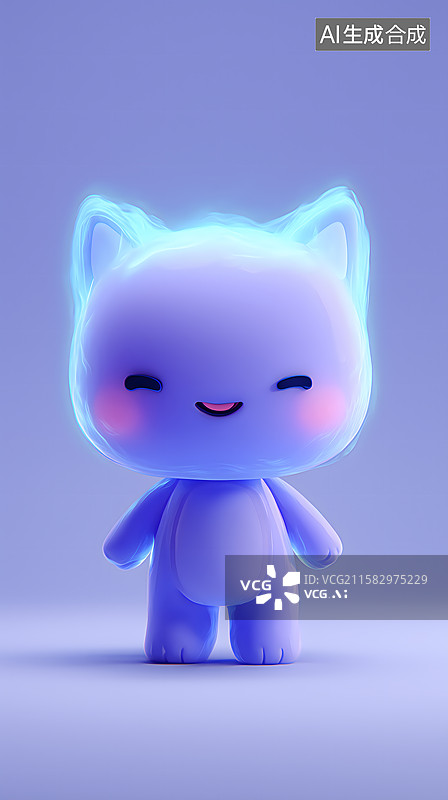 【AI数字艺术】萌幻紫色小灵猫图片素材