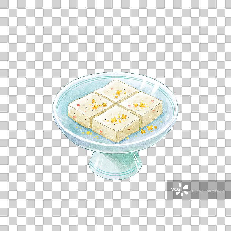 高脚盘子里的茯苓糕点插画元素图片素材