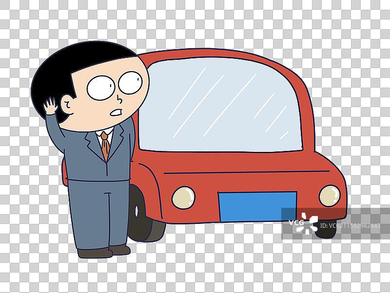 站在车辆旁边的疑惑人物图片素材