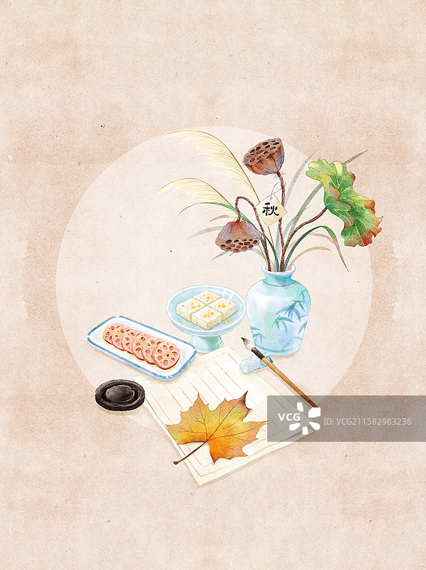 处暑节气静物插画图片素材