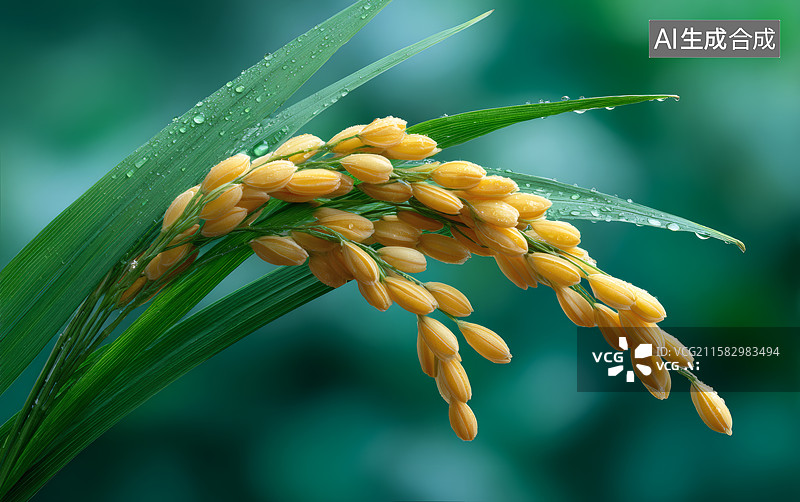 【AI数字艺术】农田里饱满的水稻穗图片素材
