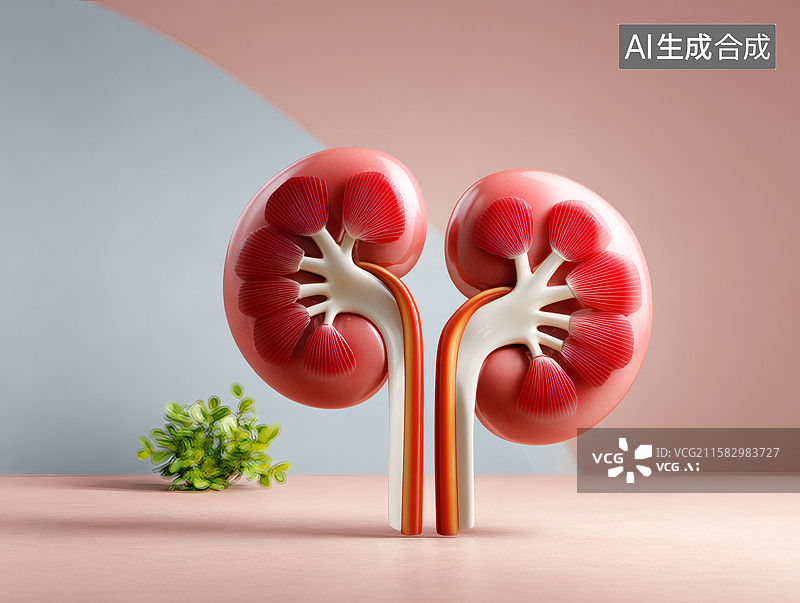 【AI数字艺术】红色的肾脏器官模型图片素材
