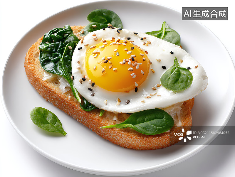 【AI数字艺术】营养早餐煎鸡蛋和面包图片素材