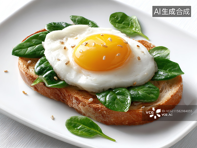 【AI数字艺术】营养早餐煎鸡蛋和面包图片素材