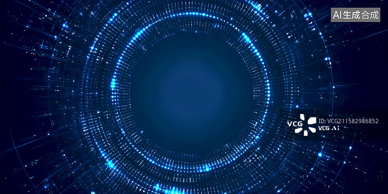 【AI数字艺术】隧道光线科技光线黑色蓝色背景图图片素材