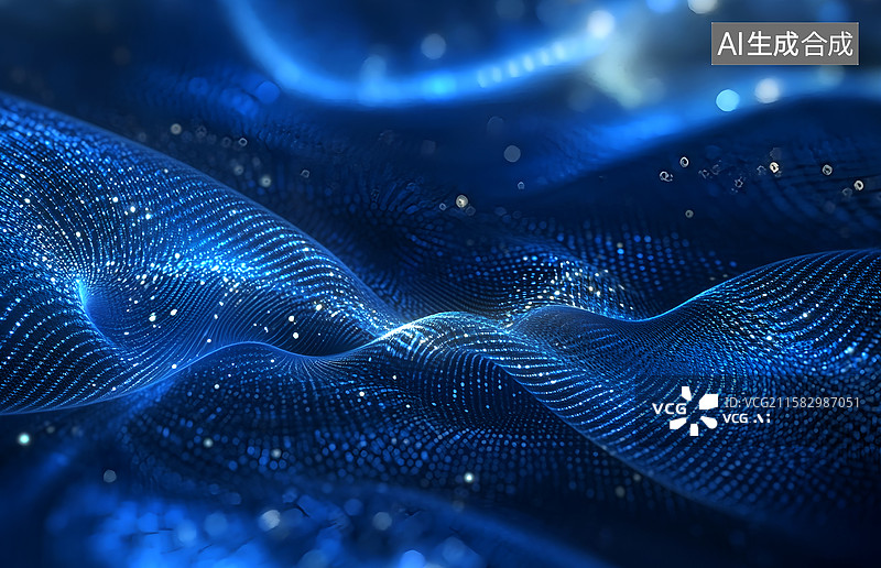 【AI数字艺术】科技粒子海洋光线粒子曲线图片素材