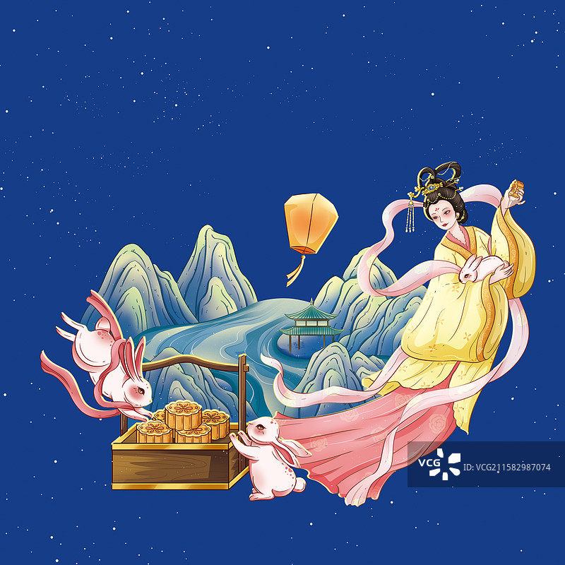 古风仙女飞天插画图片素材