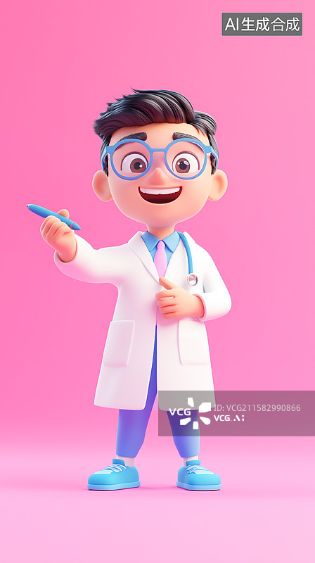 【AI数字艺术】3D卡通医生图片素材