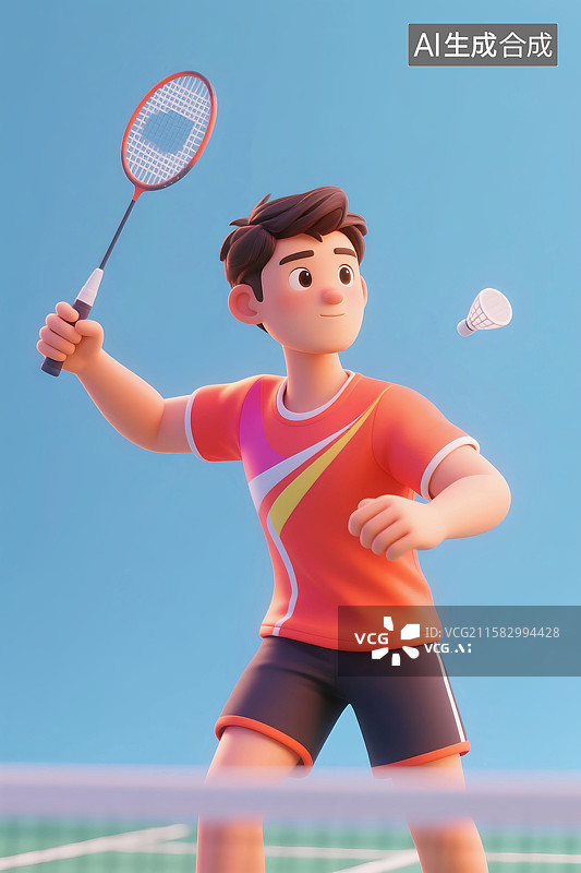 【AI数字艺术】3D立体三维C4D男人男性羽毛球运动员图片素材